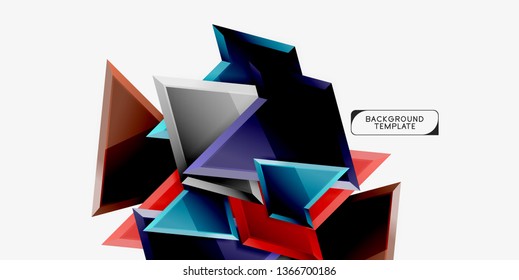 Triángulos geométricos mínimos con planilla de fondo abstracto de efecto 3d, diseño vectorial moderno mínimo