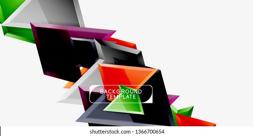 Minimal geometrical triangles with 3d effect abstract background template, vector modern minimal design