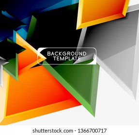 Triángulos geométricos mínimos con planilla de fondo abstracto de efecto 3d, diseño vectorial moderno mínimo