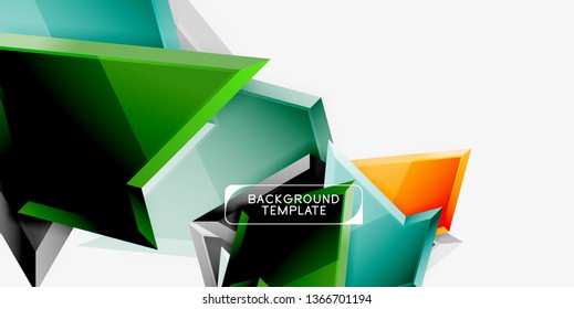Minimal geometrical triangles with 3d effect abstract background template, vector modern minimal design