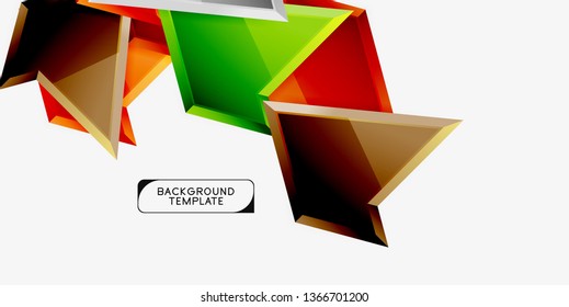 Minimal geometrical triangles with 3d effect abstract background template, vector modern minimal design