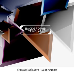 Minimal geometrical triangles with 3d effect abstract background template, vector modern minimal design