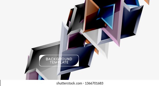 Minimal geometrical triangles with 3d effect abstract background template, vector modern minimal design