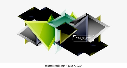 Minimal geometrical triangles with 3d effect abstract background template, vector modern minimal design