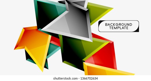 Minimal geometrical triangles with 3d effect abstract background template, vector modern minimal design