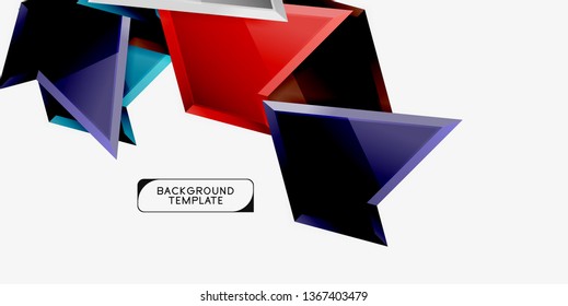 Triángulos geométricos mínimos con planilla de fondo abstracto de efecto 3d, diseño vectorial moderno mínimo