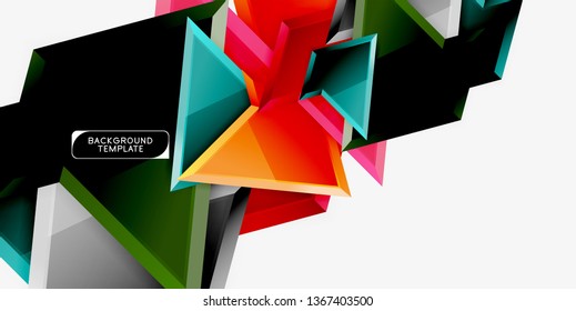 Minimal geometrical triangles with 3d effect abstract background template, vector modern minimal design