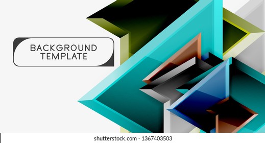 Minimal geometrical triangles with 3d effect abstract background template, vector modern minimal design