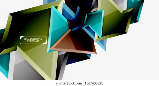 Minimal geometrical triangles with 3d effect abstract background template, vector modern minimal design