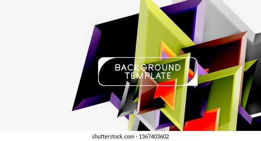 Minimal geometrical triangles with 3d effect abstract background template, vector modern minimal design