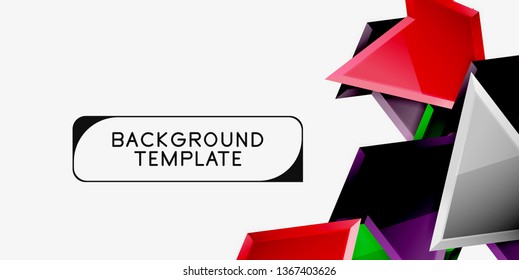 Minimal geometrical triangles with 3d effect abstract background template, vector modern minimal design