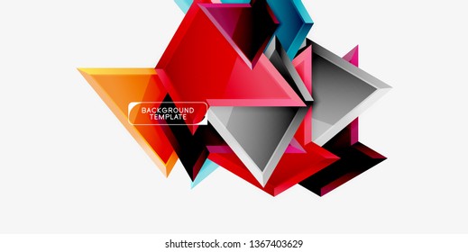 Minimal geometrical triangles with 3d effect abstract background template, vector modern minimal design