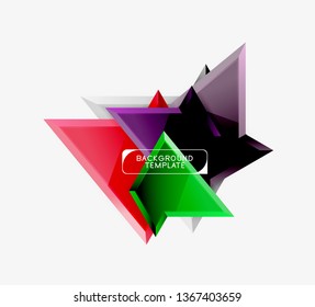 Minimal geometrical triangles with 3d effect abstract background template, vector modern minimal design