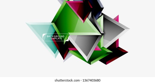 Triángulos geométricos mínimos con planilla de fondo abstracto de efecto 3d, diseño vectorial moderno mínimo