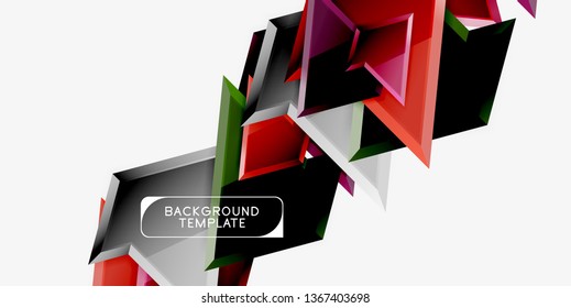 Minimal geometrical triangles with 3d effect abstract background template, vector modern minimal design
