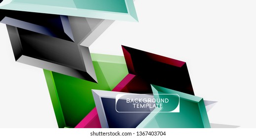 Minimal geometrical triangles with 3d effect abstract background template, vector modern minimal design