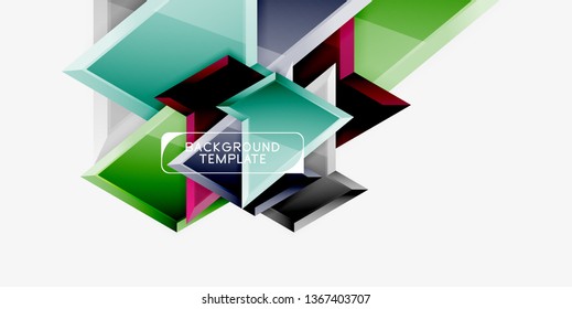 Minimal geometrical triangles with 3d effect abstract background template, vector modern minimal design