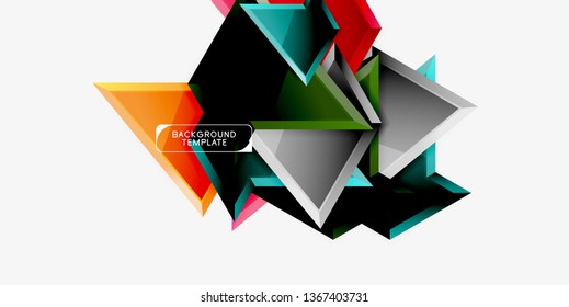 Minimal geometrical triangles with 3d effect abstract background template, vector modern minimal design