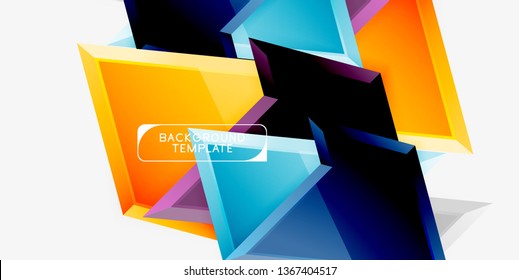 Minimal geometrical triangles with 3d effect abstract background template, vector modern minimal design
