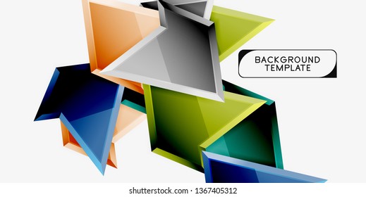Triángulos geométricos mínimos con planilla de fondo abstracto de efecto 3d, diseño vectorial moderno mínimo