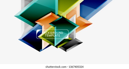 Minimal geometrical triangles with 3d effect abstract background template, vector modern minimal design