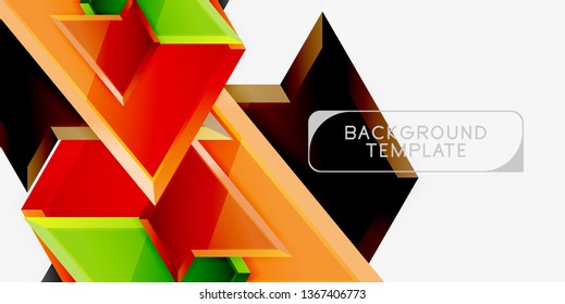 Minimal geometrical triangles with 3d effect abstract background template, vector modern minimal design