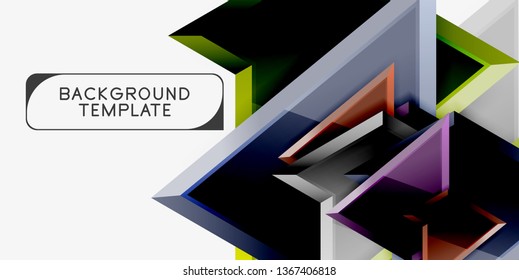 Minimal geometrical triangles with 3d effect abstract background template, vector modern minimal design