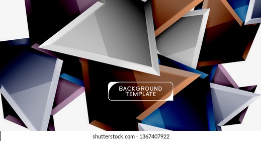 Minimal geometrical triangles with 3d effect abstract background template, vector modern minimal design