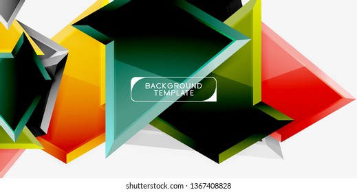 Minimal geometrical triangles with 3d effect abstract background template, vector modern minimal design