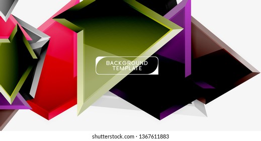 Minimal geometrical triangles with 3d effect abstract background template, vector modern minimal design