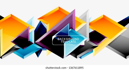 Minimal geometrical triangles with 3d effect abstract background template, vector modern minimal design