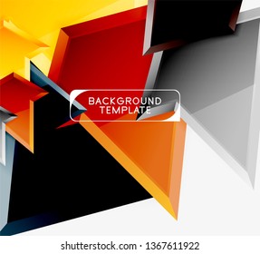 Minimal geometrical triangles with 3d effect abstract background template, vector modern minimal design