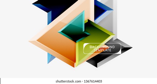 Minimal geometrical triangles with 3d effect abstract background template, vector modern minimal design