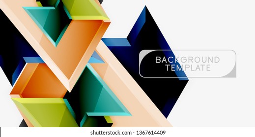 Minimal geometrical triangles with 3d effect abstract background template, vector modern minimal design
