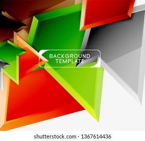 Minimal geometrical triangles with 3d effect abstract background template, vector modern minimal design