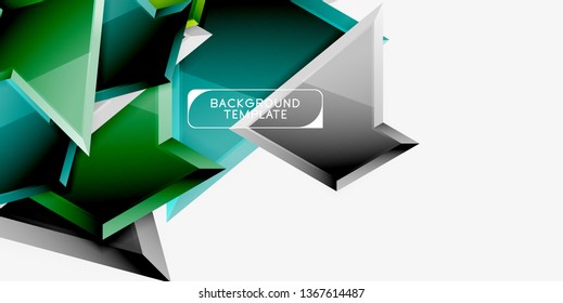 Minimal geometrical triangles with 3d effect abstract background template, vector modern minimal design