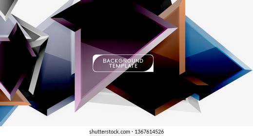 Minimal geometrical triangles with 3d effect abstract background template, vector modern minimal design