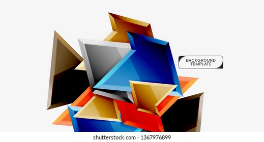 Minimal geometrical triangles with 3d effect abstract background template, vector modern minimal design