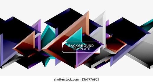 Triángulos geométricos mínimos con planilla de fondo abstracto de efecto 3d, diseño vectorial moderno mínimo