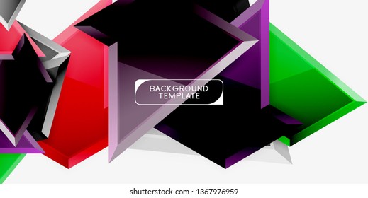 Minimal geometrical triangles with 3d effect abstract background template, vector modern minimal design