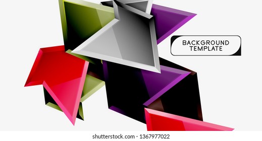 Minimal geometrical triangles with 3d effect abstract background template, vector modern minimal design