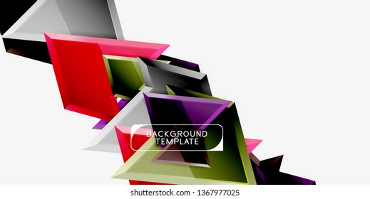 Minimal geometrical triangles with 3d effect abstract background template, vector modern minimal design