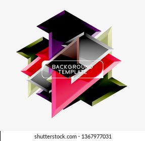 Minimal geometrical triangles with 3d effect abstract background template, vector modern minimal design