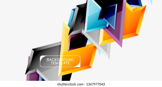 Minimal geometrical triangles with 3d effect abstract background template, vector modern minimal design
