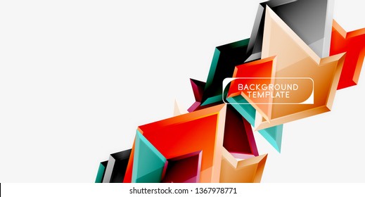 Minimal geometrical triangles with 3d effect abstract background template, vector modern minimal design