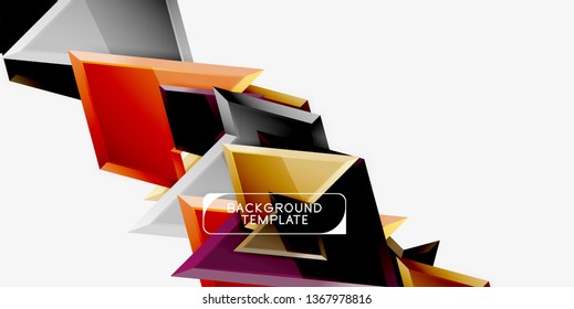 Minimal geometrical triangles with 3d effect abstract background template, vector modern minimal design
