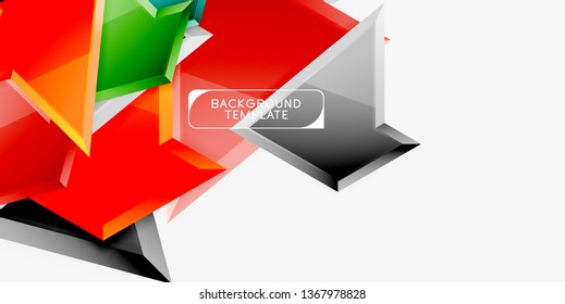 Minimal geometrical triangles with 3d effect abstract background template, vector modern minimal design