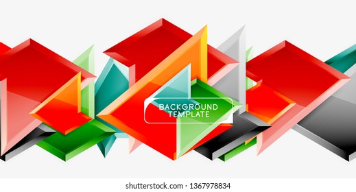 Minimal geometrical triangles with 3d effect abstract background template, vector modern minimal design