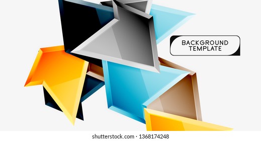 Minimal geometrical triangles with 3d effect abstract background template, vector modern minimal design