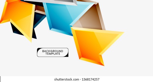 Minimal geometrical triangles with 3d effect abstract background template, vector modern minimal design